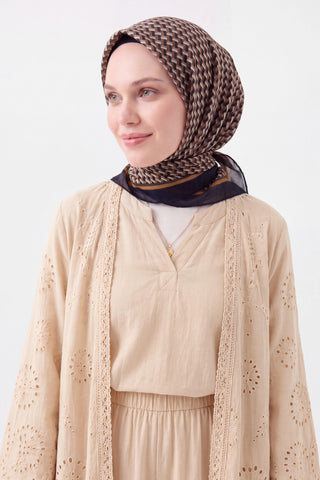 Шелковый платок Olinda Herringbone Горький кофе