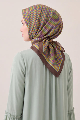 Шелковый шарф Olinda Herringbone, коричневый
