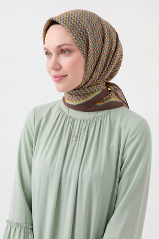 Шелковый шарф Olinda Herringbone, коричневый
