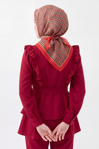 Шелковый платок Olinda Herringbone гранатовый