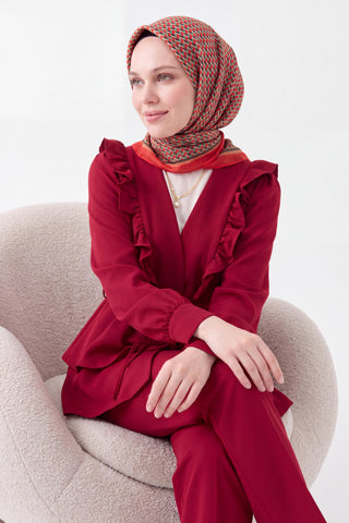 Шелковый платок Olinda Herringbone гранатовый