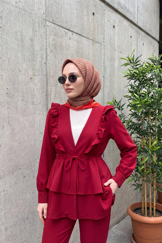 Шелковый платок Olinda Herringbone гранатовый