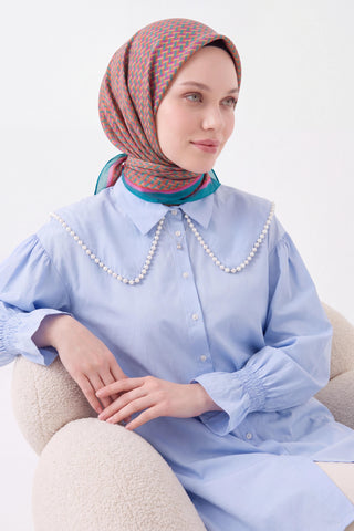 Шелковый платок Olinda «Елочка» бирюзовый