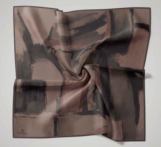 Olinda İpek Karışımlı Eşarp Soyut Desen Mocha Mousse 90x90