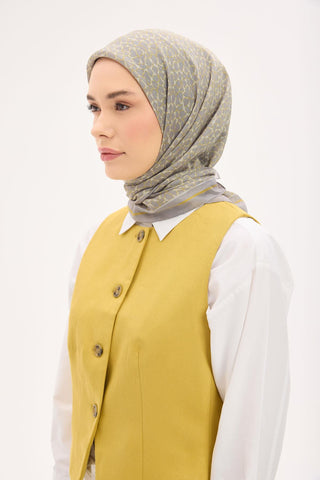 Olinda Eşarp Yonca Desen Açık Gri 90x90