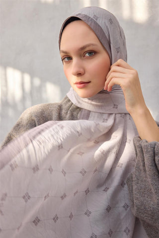 Olinda Şal Monogram Desen Açık Gri 75*195