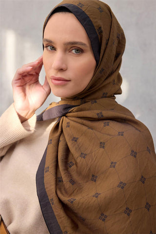 Olinda Şal Monogram Desen Taba 75*195