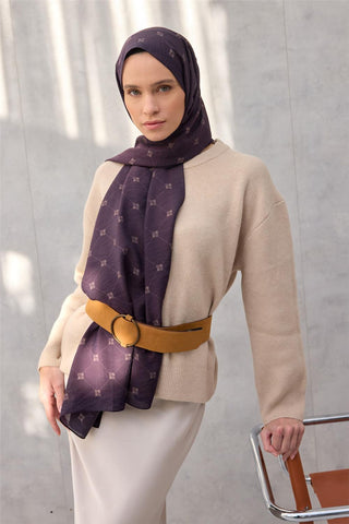Olinda Shawl Monogram Pattern Dark Burgundy 75x195
