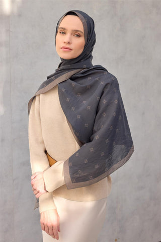 Olinda Şal Monogram Desen Antrasit 75X195
