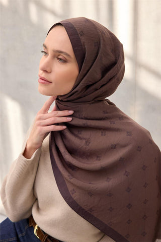 Olinda Şal Monogram Desen Açık Kahverengi 75*195