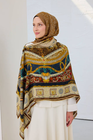 Omuz Şalı Baroque Krem