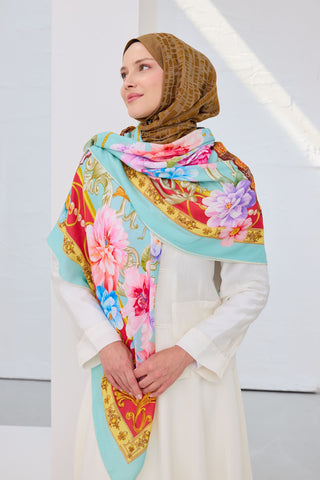 Omuz Şalı Vintage Floral Camgöbeği