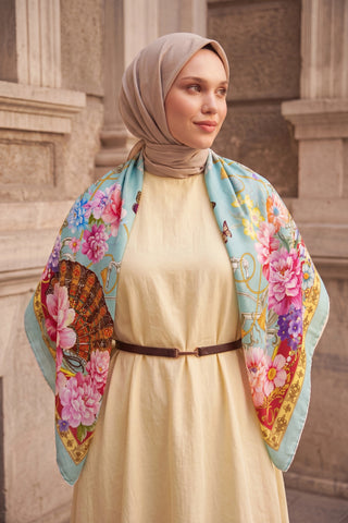 Omuz Şalı Vintage Floral Camgöbeği