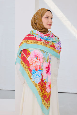Omuz Şalı Vintage Floral Camgöbeği