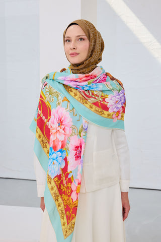 Omuz Şalı Vintage Floral Camgöbeği