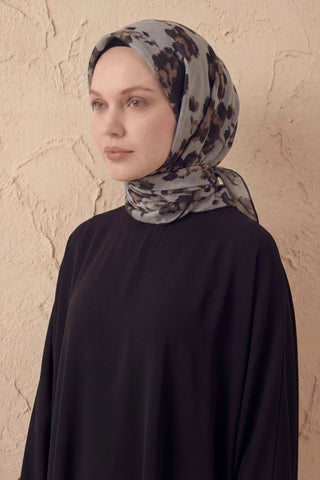 Pamuk Karışımlı Eşarp Çiçekli Desen Ekru 90x90 - Soft Eşarp - | Silk Home