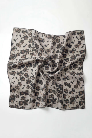 Pamuk Karışımlı Eşarp Çiçekli Desen Ekru 90x90 - Soft Eşarp - | Silk Home