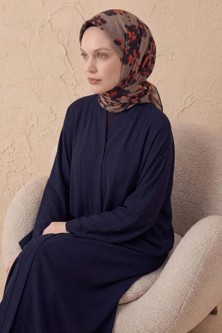 Pamuk Karışımlı Eşarp Çiçekli Desen Mocha 90x90 - Soft Eşarp - | Silk Home