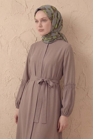 Pamuk Karışımlı Eşarp Çiçekli Desen Pastel Yeşil 90x90 - Soft Eşarp - | Silk Home