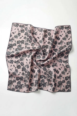 Pamuk Karışımlı Eşarp Çiçekli Desen Pembe Gri 90x90 | Silk Home - Soft Eşarp - | Silk Home