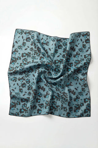 Pamuk Karışımlı Eşarp Çiçekli Desen Petrol Mavi 90x90 - Soft Eşarp - | Silk Home
