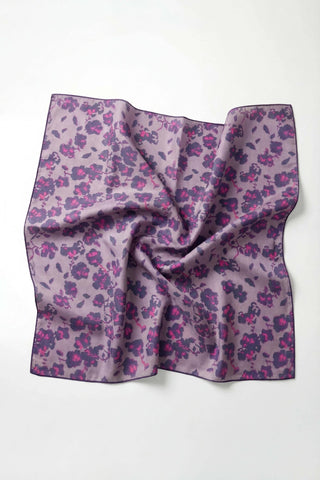 Pamuk Karışımlı Eşarp Çiçekli Desen Soluk Mor 90x90 - Soft Eşarp - | Silk Home
