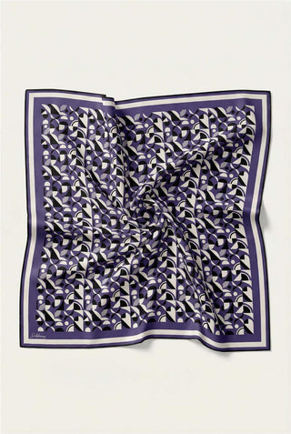Pamuk Karışımlı Eşarp Mor Retro Geometrik Desenli Soft Dokulu Kaymaz 90X90