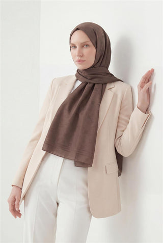Pamuk Polyester Liva Şal Acı Kahve Nefes Alan Dokulu 90X200
