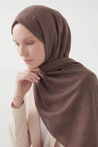 Pamuk Polyester Liva Şal Acı Kahve Nefes Alan Dokulu 90X200