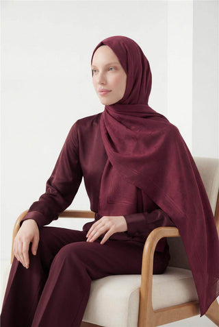 Pamuk Polyester Liva Şal Bordo Nefes Alan Dokulu 90X200