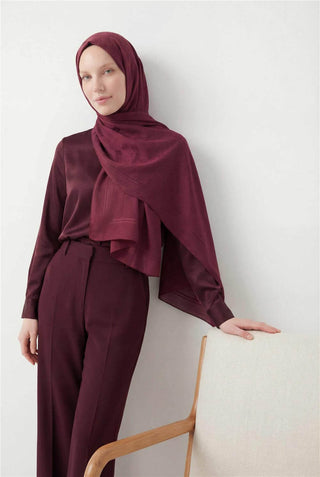 Pamuk Polyester Liva Şal Bordo Nefes Alan Dokulu 90X200