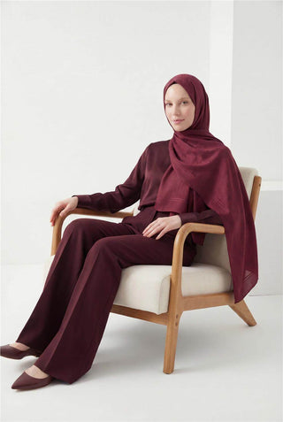 Pamuk Polyester Liva Şal Bordo Nefes Alan Dokulu 90X200