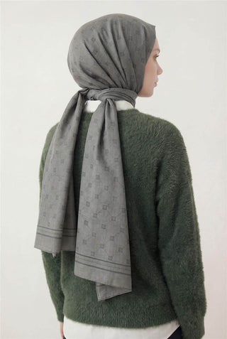 Cotton Polyester Liva Shawl, Grey, Breathable Textured, 90x200 cm