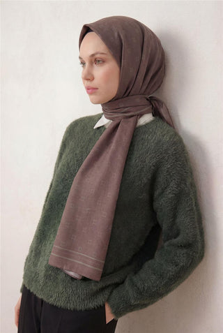Pamuk Polyester Liva Şal Gül Kurusu Nefes Alan Dokulu 90X200