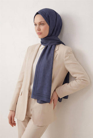 Pamuk Polyester Liva Şal İndigo Nefes Alan Dokulu 90X200