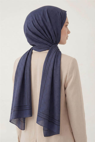 Pamuk Polyester Liva Şal İndigo Nefes Alan Dokulu 90X200