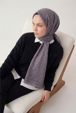 Pamuk Polyester Liva Şal Koyu Lila Nefes Alan Dokulu 90X200