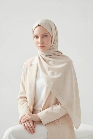 Cotton Polyester Liva Scarf, Cream, Breathable Texture, 90x200 cm