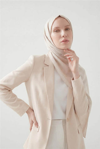 Cotton Polyester Liva Scarf, Cream, Breathable Texture, 90x200 cm