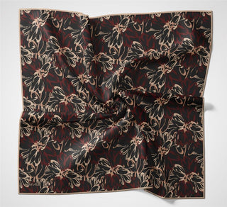 Pamuk Polyester Eşarp Siyah-Bordo Bej Kavuniçi Botanik Desenli Soft Dokulu Tok
                Duruşlu 90X90