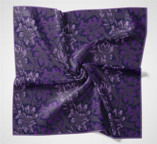 Pamuk Polyester Soft Eşarp Violet Büyük Papatya Desenli Kaymaz Dokulu 90X90