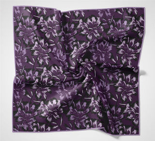 Pamuk Polyester Eşarp Mor Büyük Papatya Desenli Soft Dokulu Kaymaz 90X90