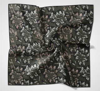 Pamuk Polyester Eşarp Asker Yeşili Büyük Papatya Desenli Soft Dokulu Kaymaz
                90X90