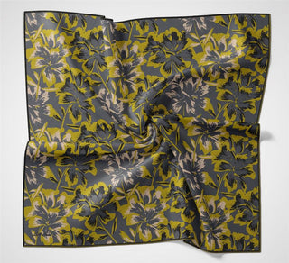 Pamuk Polyester Eşarp Vizon Büyük Papatya Desenli Soft Dokulu Kaymaz 90X90
