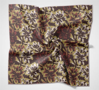 Pamuk Polyester Soft Eşarp Kahverengi Büyük Papatya Desenli Kaymaz Dokulu 90X90 - Soft Eşarp - | Silk Home