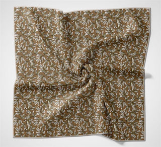 Pamuk Polyester Soft Eşarp Hardal Ton Çiçek Desenli Kaymaz Dokulu 90X90