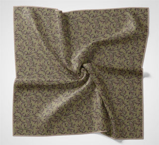 Pamuk Polyester Soft Eşarp Asker Yeşili Çiçek Desenli Kaymaz Dokulu 90X90