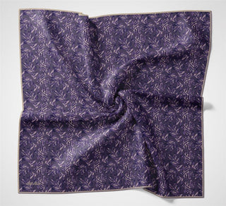Pamuk Polyester Soft Eşarp Mor Ton Çiçek Desenli Kaymaz Dokulu 90X90