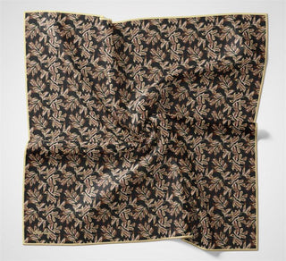 Pamuk Polyester Soft Eşarp Koyu Kahverengi Çiçek Desenli Kaymaz Dokulu 90X90