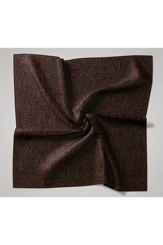 Soft Cotton Scarf in Purple, Khaki, and Green with Geometric Pattern, Lightweight Texture, 90x90 cm.